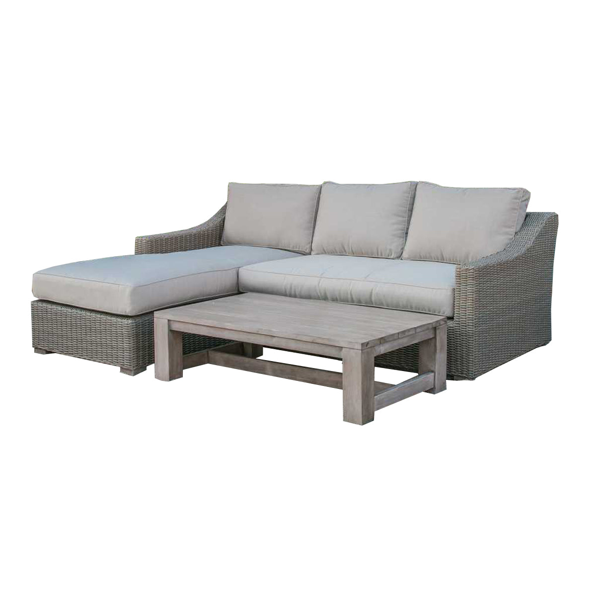 HA 30 Aluminum Wood and Rattan Sectional Sofa Set