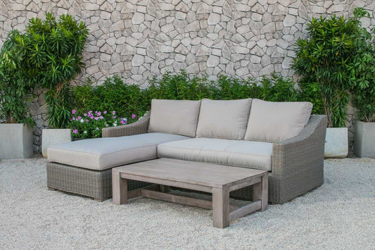 HA 30 Aluminum Wood and Rattan Sectional Sofa Set