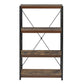 Mahopany Brown And Black Metal Three Tier Etagere Bookcase