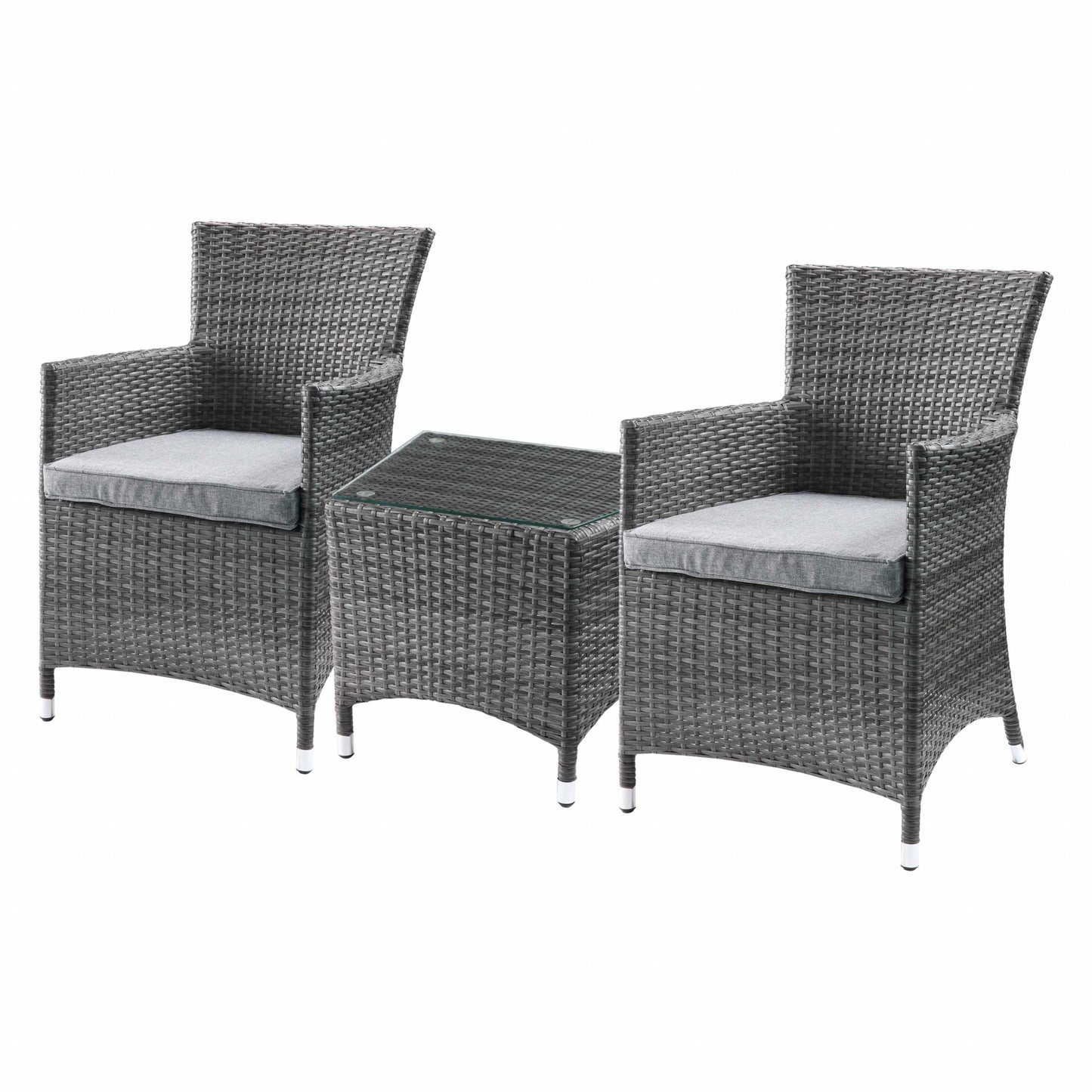 LM Modern 3 Piece Gray High back Wicker Patio Set