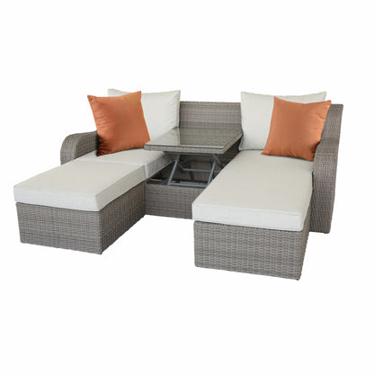 GR 3 Piece Patio Sectional and Ottoman Set