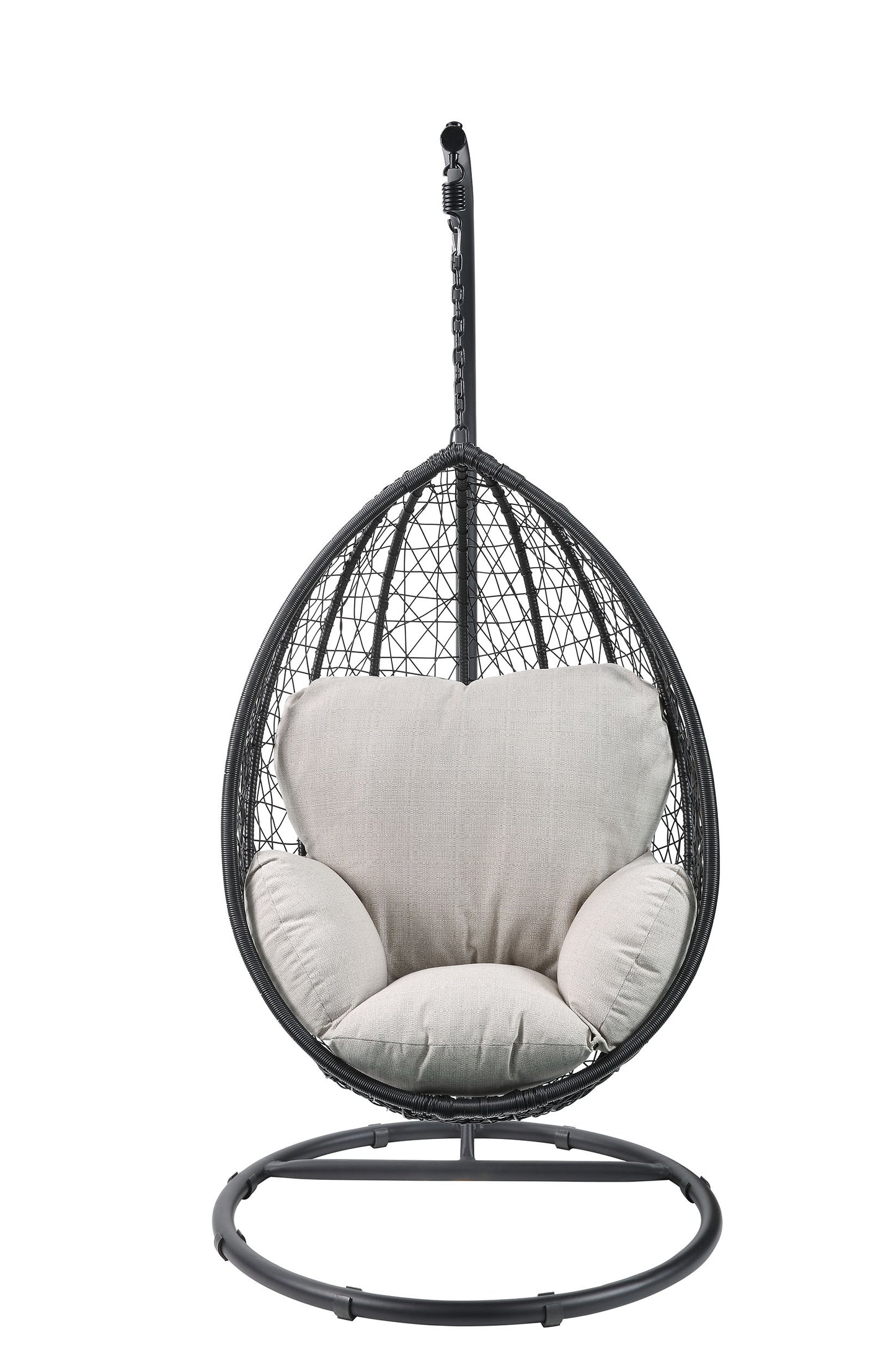 Ilish Black Metal Swing Chair With Beige Cushion