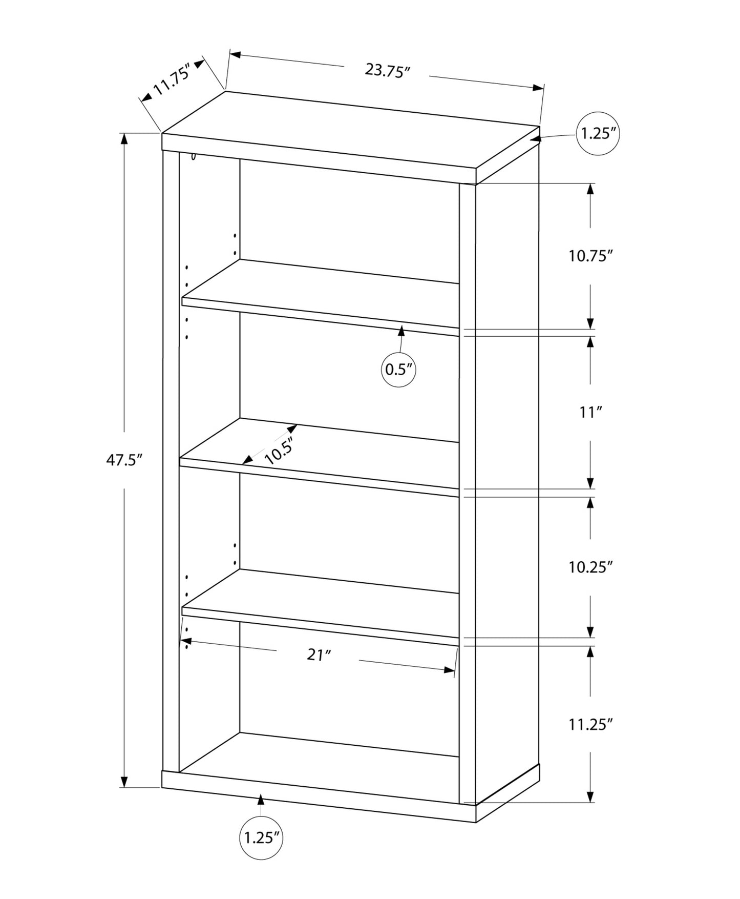 Labradortic Brown Four Tier Standard Bookcase