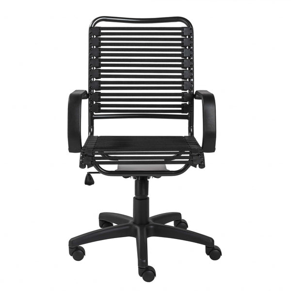 Jasmine Black Swivel Adjustable Task Chair Bungee Back Steel Frame