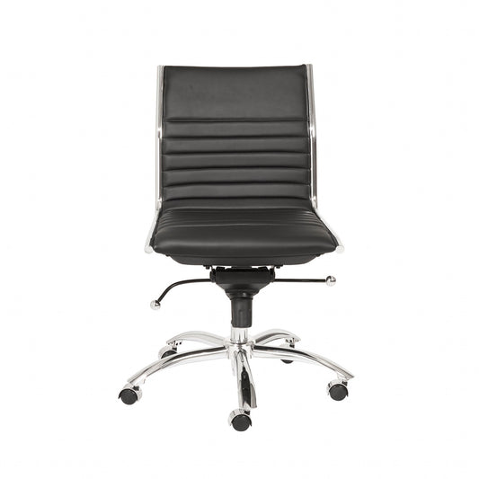 Pirmrose Black Faux Leather Seat Swivel Adjustable Task Chair Leather Back Steel Frame