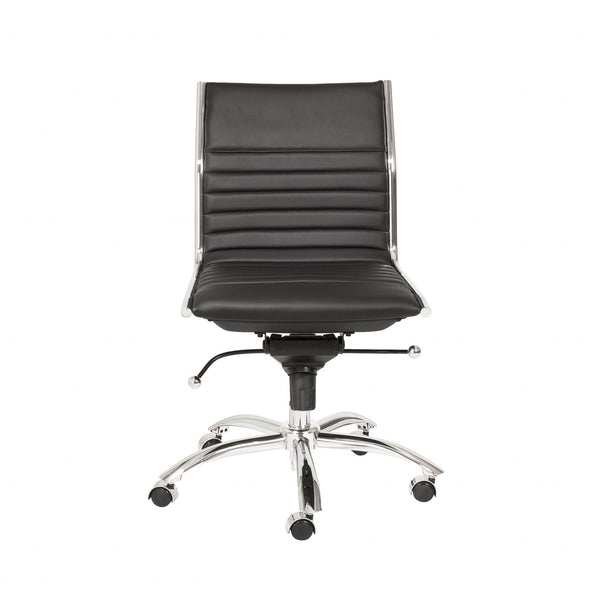 Pirmrose Black Faux Leather Seat Swivel Adjustable Task Chair Leather Back Steel Frame