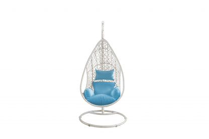 Nanchil Coral Blue And White Metal Swing Chair With Cushion