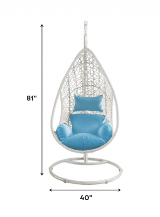 Nanchil Coral Blue And White Metal Swing Chair With Cushion