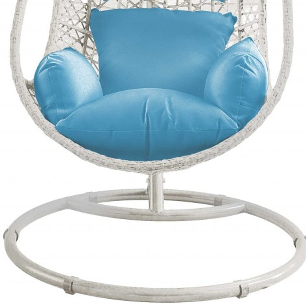 Nanchil Coral Blue And White Metal Swing Chair With Cushion