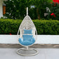 Nanchil Coral Blue And White Metal Swing Chair With Cushion