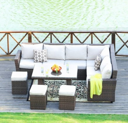 RA Brown 8 Piece Outdoor Sectional Set With Cushions