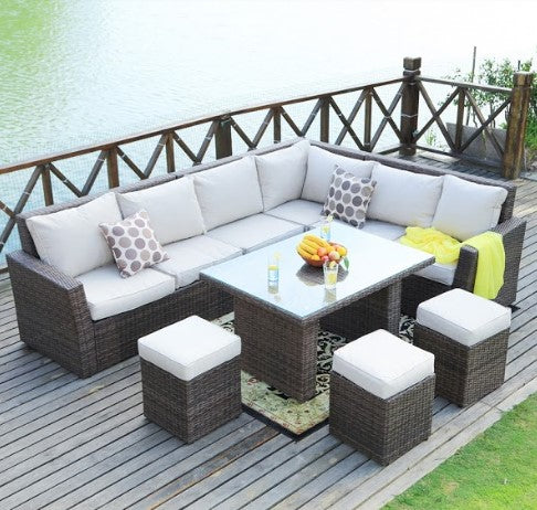 RA Brown 8 Piece Outdoor Sectional Set With Cushions