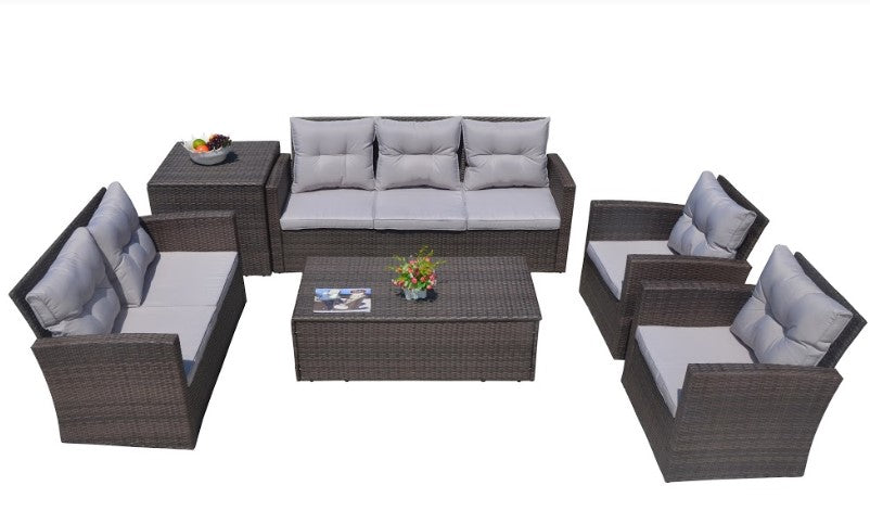 LA Outdoor Brown Metal Sofa Seating Group with Cushions