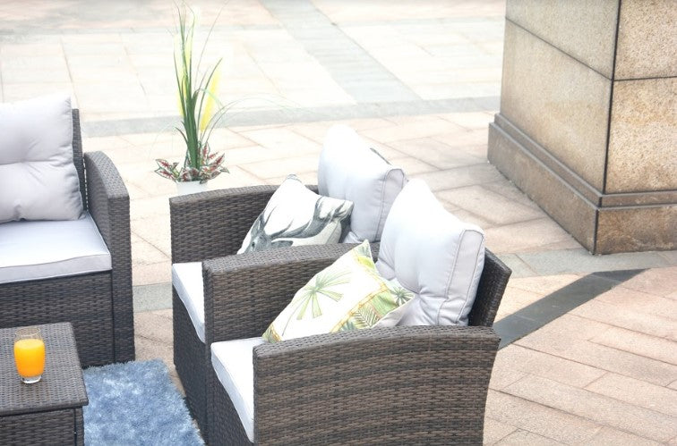 LA Outdoor Brown Metal Sofa Seating Group with Cushions