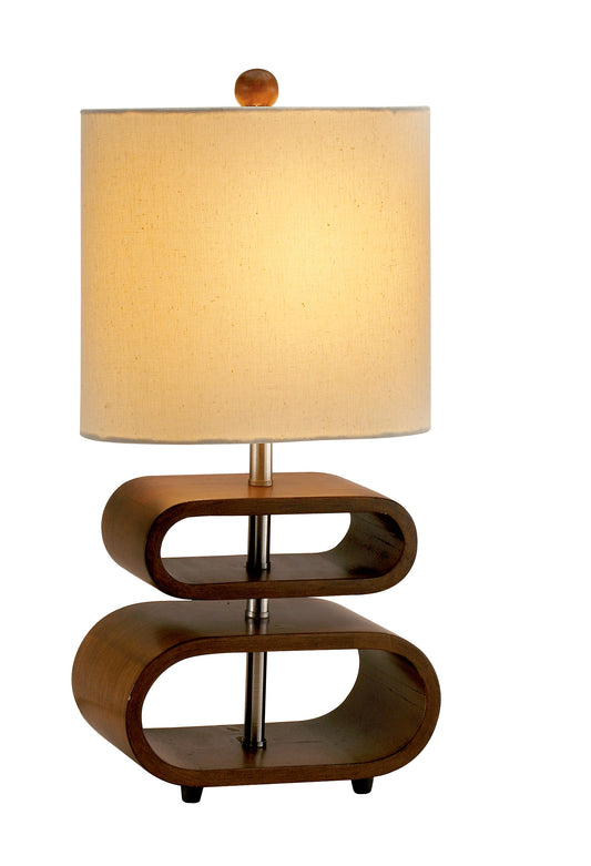 NA Walnut Wood Finish Stacked Bentwood Ovals Shade Table Lamp