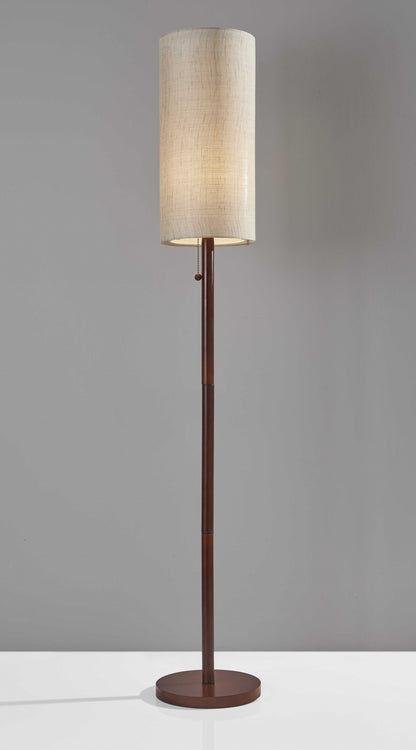 WO 65 Solid Wood Traditional Shaped Floor Lamp with Beige Drum Shade