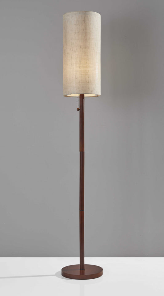 WO 65 Solid Wood Traditional Shaped Floor Lamp with Beige Drum Shade