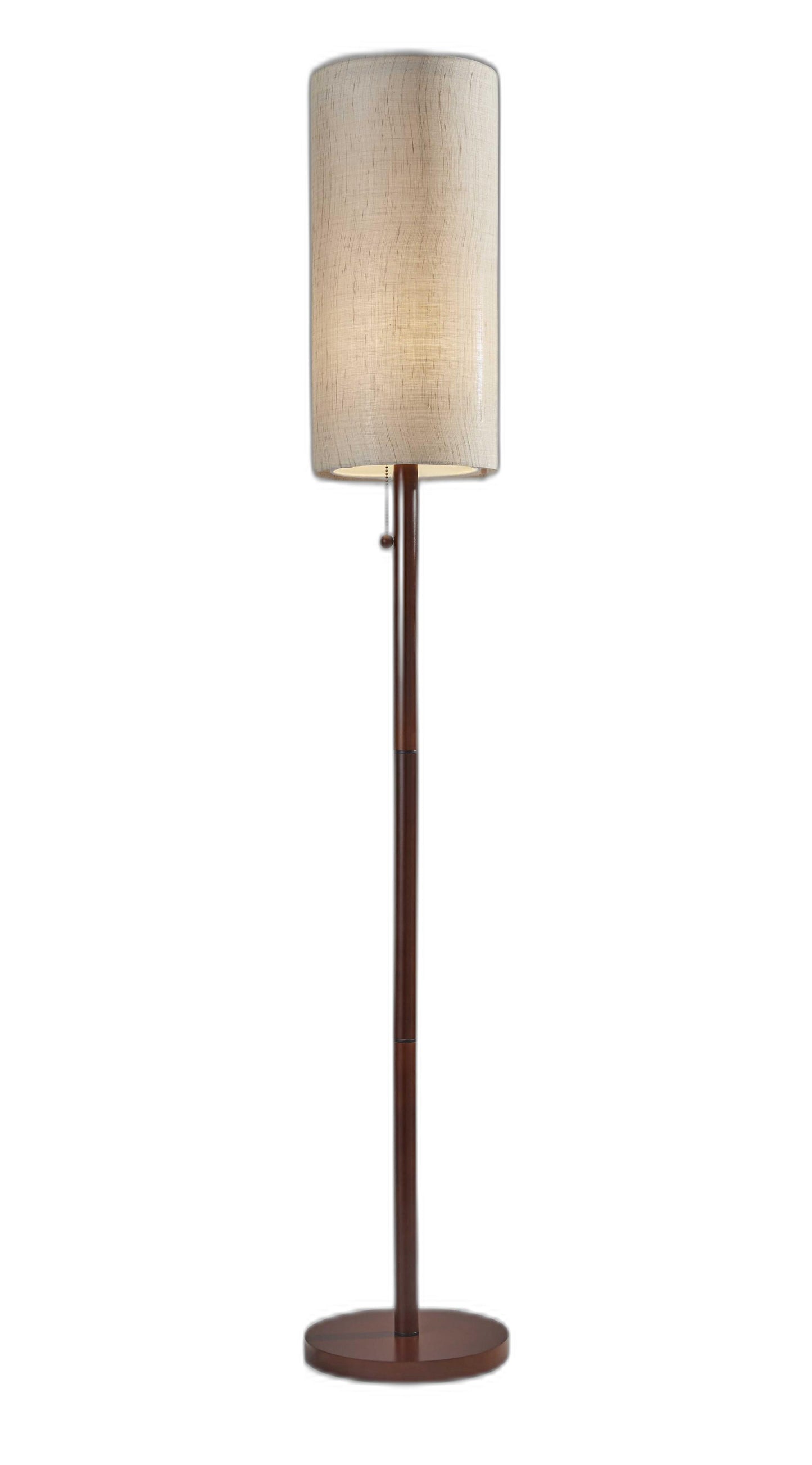 WO 65 Solid Wood Traditional Shaped Floor Lamp with Beige Drum Shade