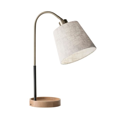 PL 21 Natural Brown MEtal Desk Table Lamp With White Shade