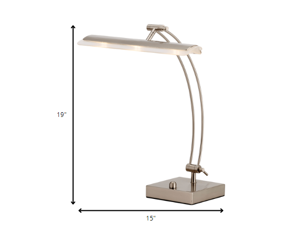 GL Wide Angle Adjustable Brushed Steel Metal LED Desk Lamp