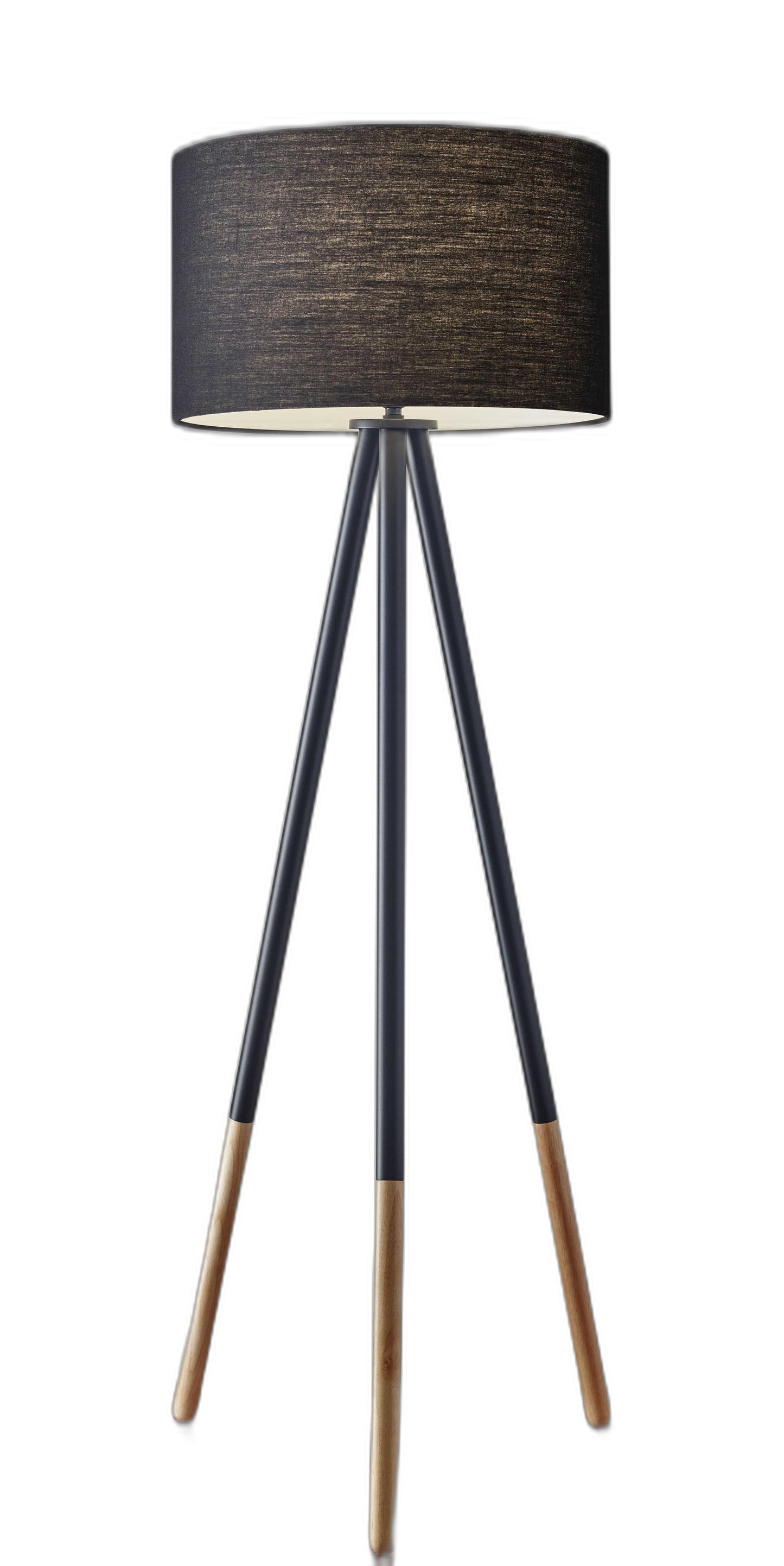 AK 60 Black Tripod Floor Lamp with Black Drum Shade