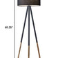 AK 60 Black Tripod Floor Lamp with Black Drum Shade