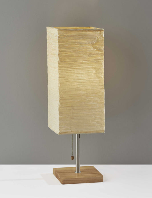 ID Wideside Paper Shade With Natural Wood Table Lamp