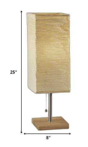 ID Wideside Paper Shade With Natural Wood Table Lamp