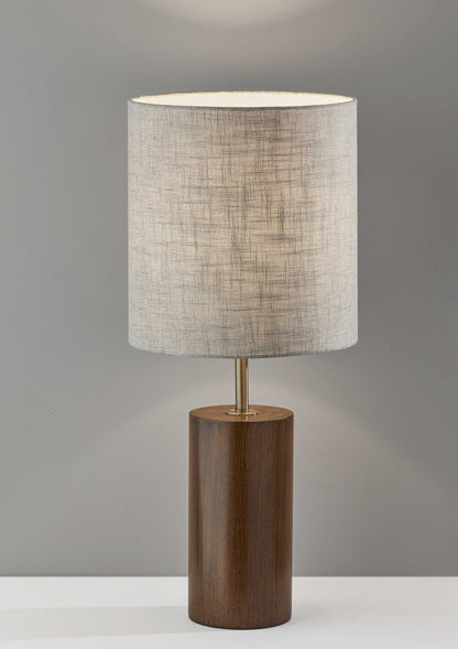 AR Walnut Wood Circular Block Table Lamp