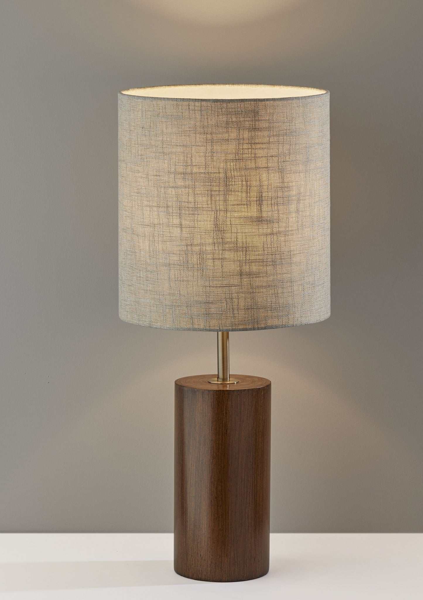 AR Walnut Wood Circular Block Table Lamp