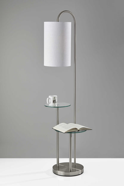 IU 66 Tray Table Floor Lamp With White Drum Shade