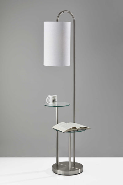 IU 66 Tray Table Floor Lamp With White Drum Shade