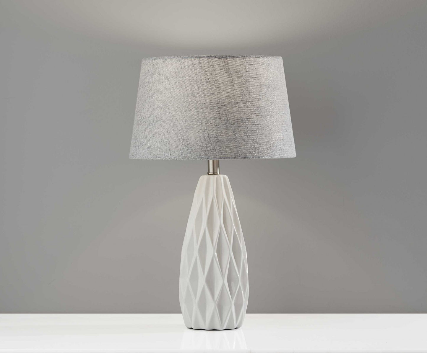 OC Set of 2 White Ceramic Geometric Base Table Lamp