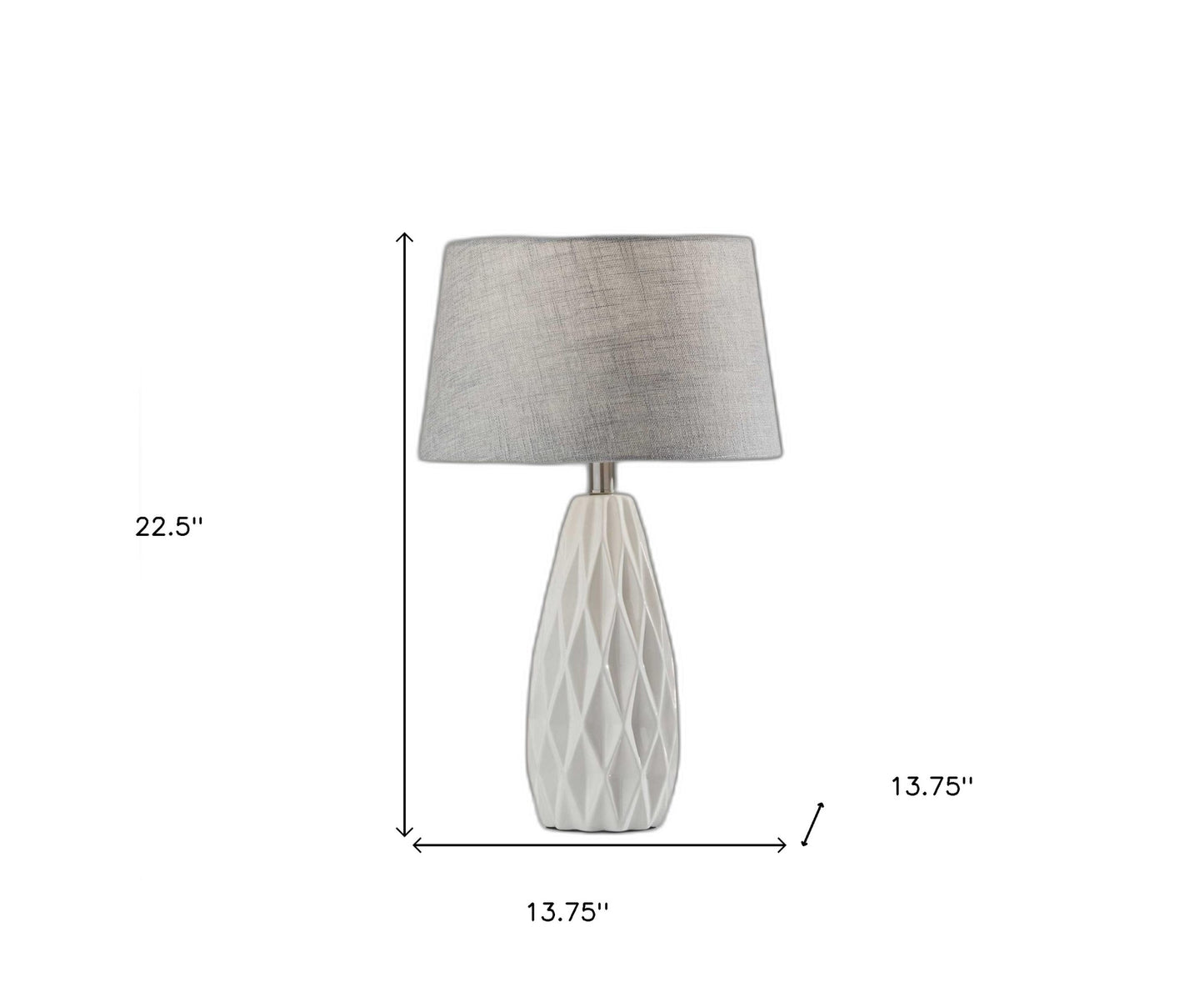 OC Set of 2 White Ceramic Geometric Base Table Lamp