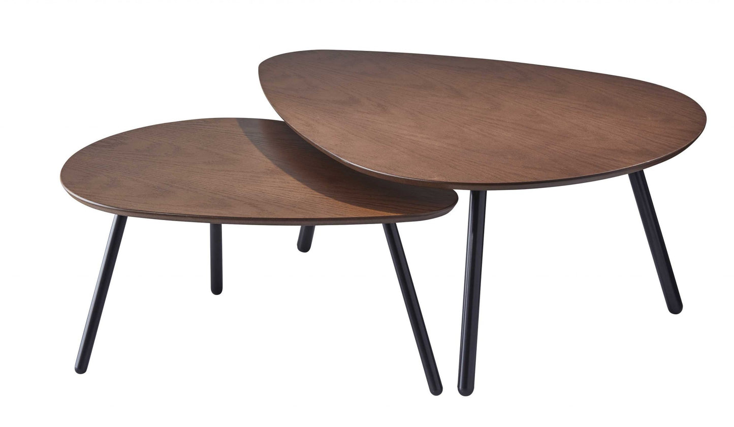 Amaryllis Black And Brown Solid Wood Round Nested Tables