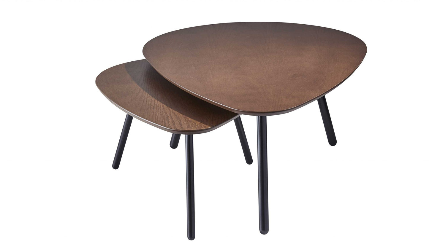 Amaryllis Black And Brown Solid Wood Round Nested Tables