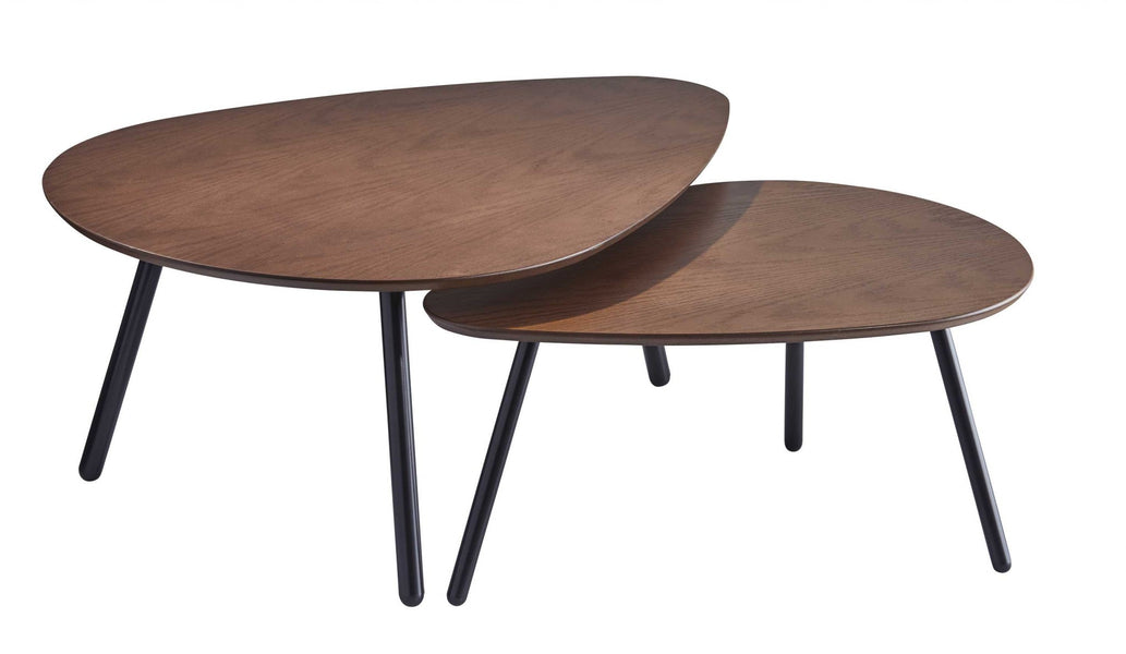 Amaryllis Black And Brown Solid Wood Round Nested Tables