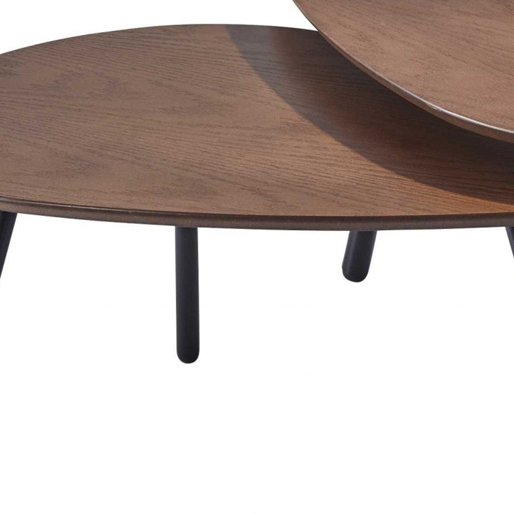 Amaryllis Black And Brown Solid Wood Round Nested Tables