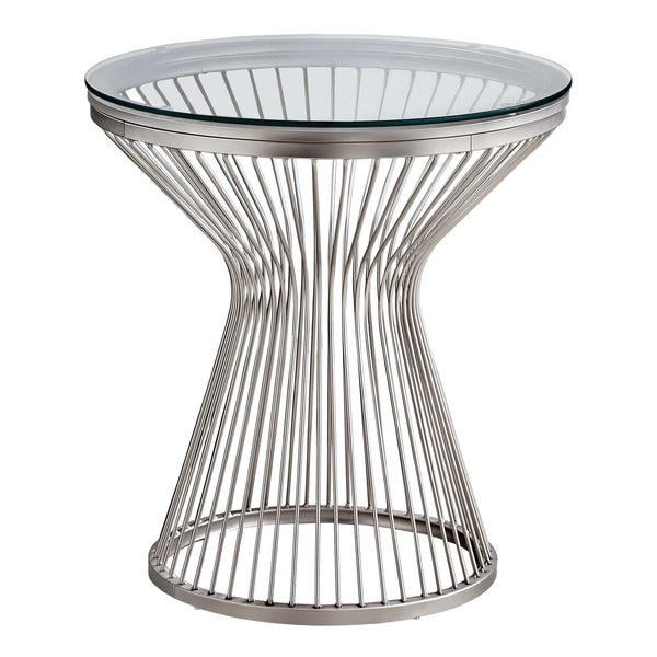 Tulip Silver And Clear Glass Round End Table