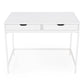 Wren White Rubberwood Wood Writing Desk With Two Drawers