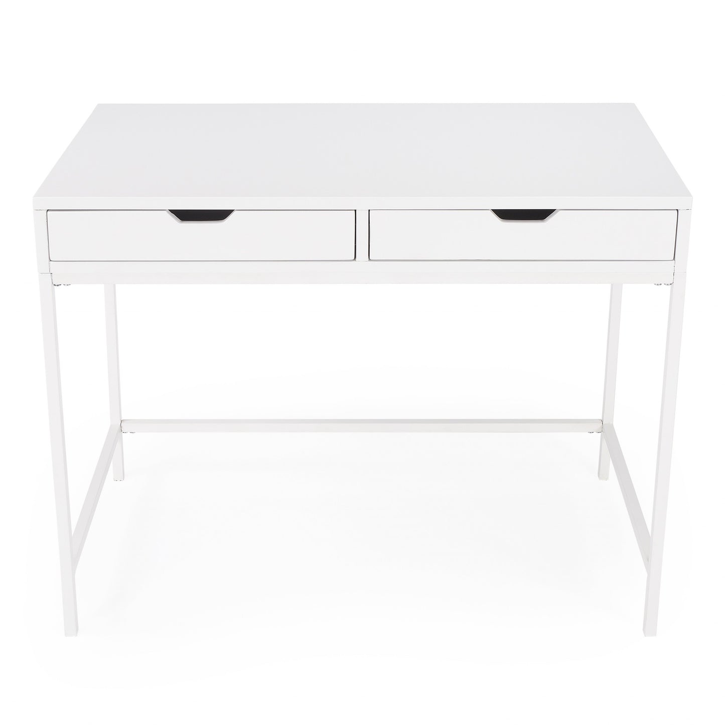 Wren White Rubberwood Wood Writing Desk With Two Drawers