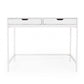 Wren White Rubberwood Wood Writing Desk With Two Drawers