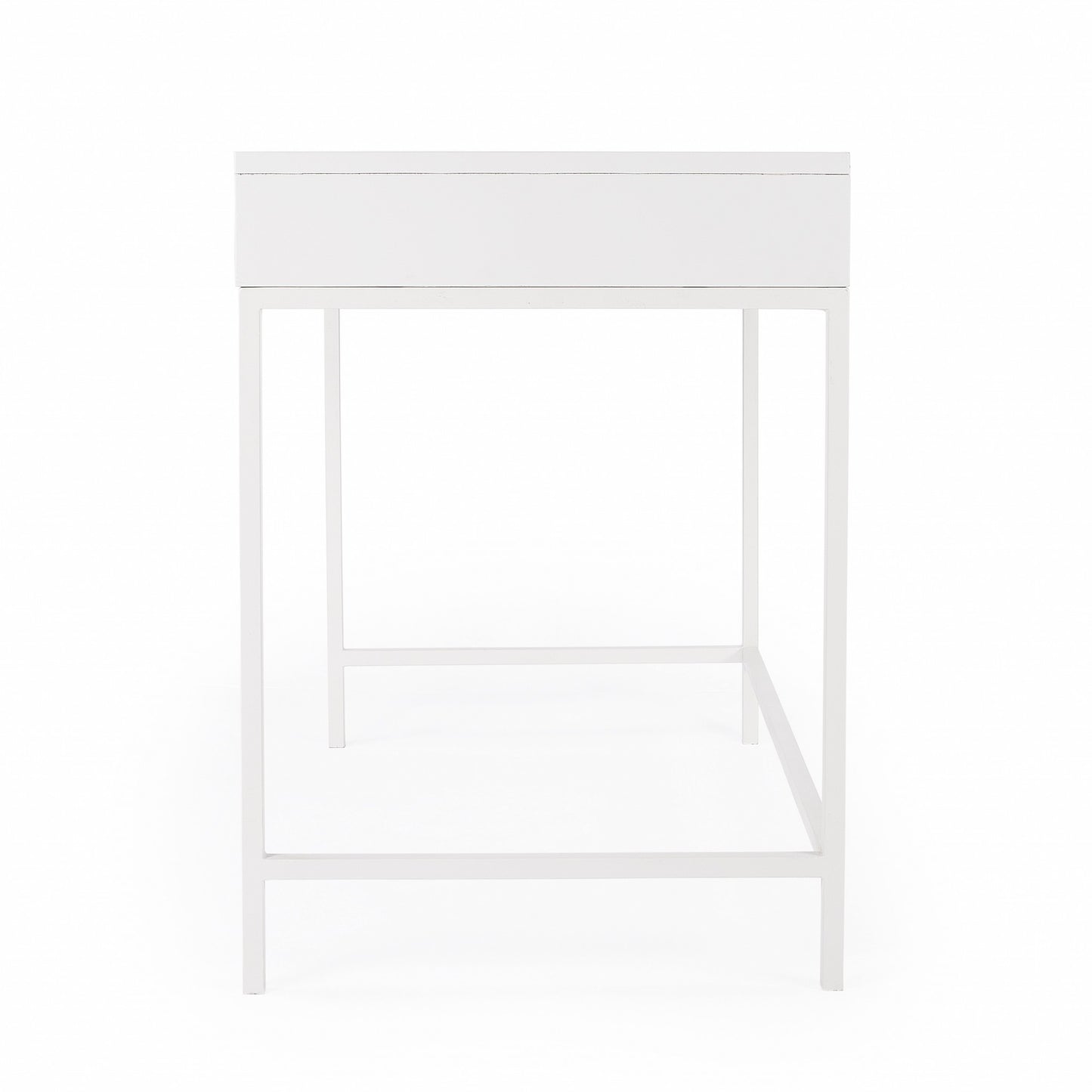 Wren White Rubberwood Wood Writing Desk With Two Drawers