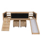 Rosalee Climbing Frame Natural Twin Size Loft Bed With Slide And Storage Boxes