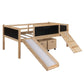 Rosalee Climbing Frame Natural Twin Size Loft Bed With Slide And Storage Boxes