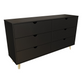 Remi Black Scoop Handle Six Drawer Double Dresser