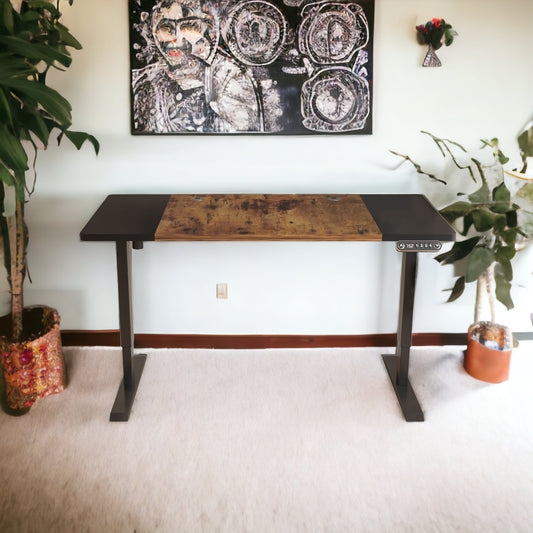 Brantley Adjustable Brown And Black And Black Standing Desk