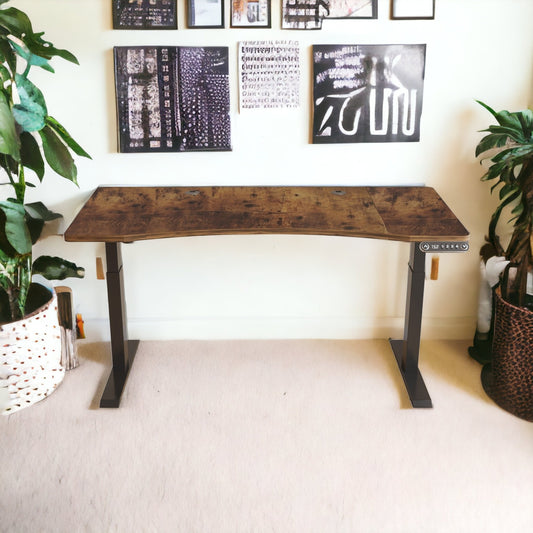 Wylon Adjustable Wood Brown And Black Unique Standing Desk