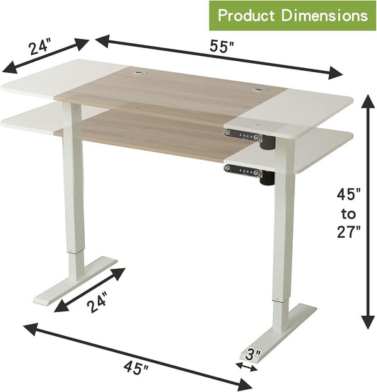 Donovan Adjustable White Standing Desk