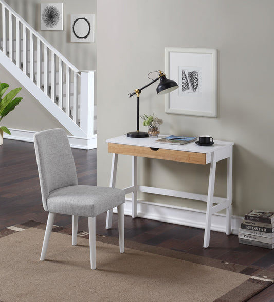 Tifa 36" White and Natural Writing Desk